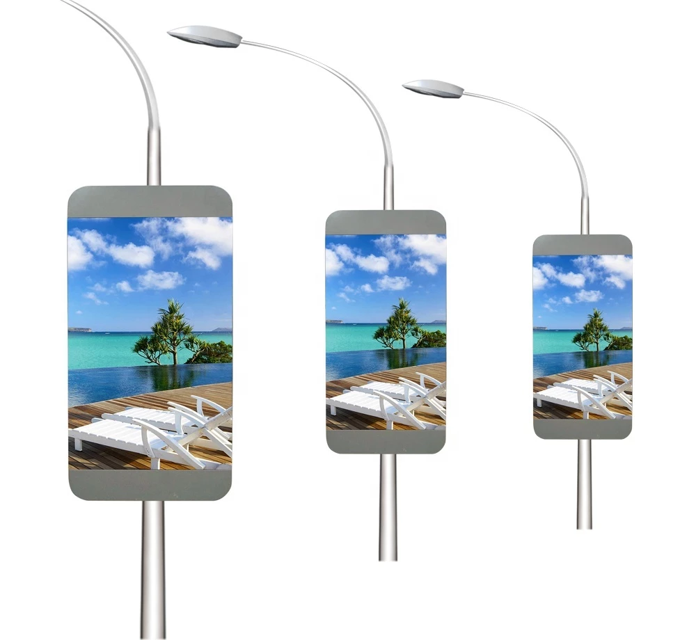 P4 Outdoor LED Billboard Solar Pole Light LED Displays Street Pole Advertising Road Light Pole LED Screen