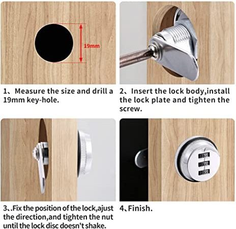 Zinc Alloy Furniture Cabinet  cam lock 3 Digital Combination Cabinet Lock keyless lock 19mm  for Cabinet Filing Drawers Mailbox