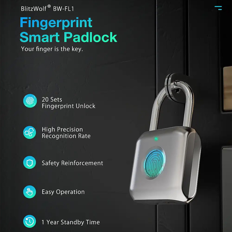 Heavy Duty Padlock Fingerprint TTlock Smart Locks Commercial Doors Locks For Houses Fingerprint Lock With APP