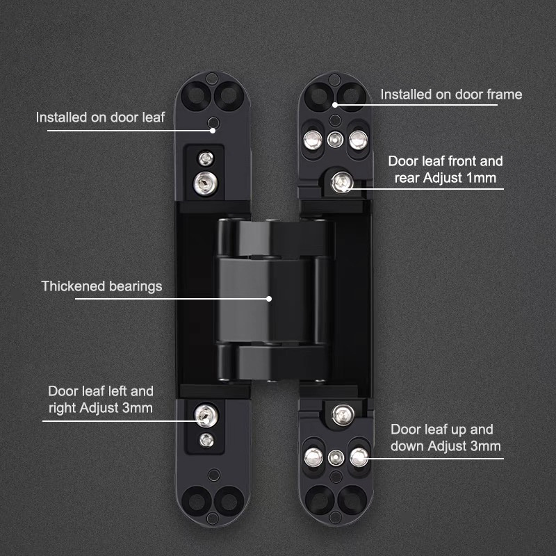 Cross Invisible Hinge Adjustable Concealed Cross Hinge Zinc Alloy 180 Degree 3D Adjustable Hidden Invisible Hinges