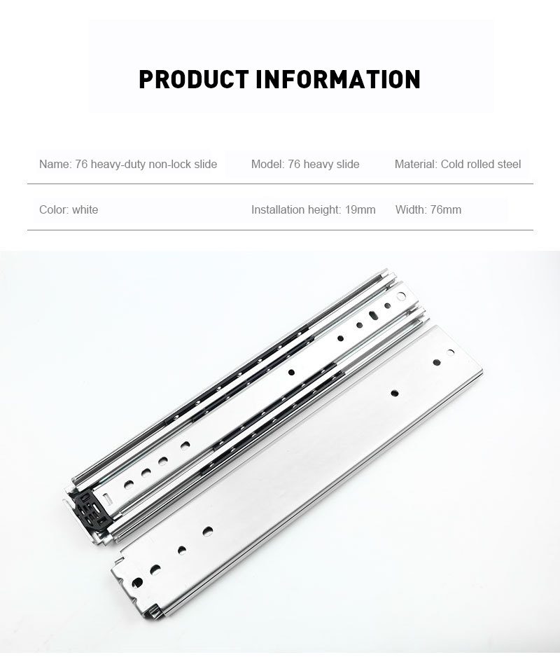 Furniture Hardware 76mm Heavy Duty Drawer Slides Telescopic Soft Close Locking Drawer Slide Rail