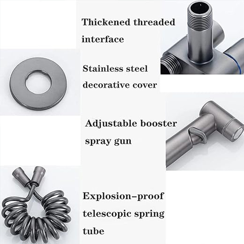 Bidet Sprayer Gun Grey Shattaf Spray Douche Kit 304 Stainless Steel Hand Bidet Faucet With Bathroom Sprayer