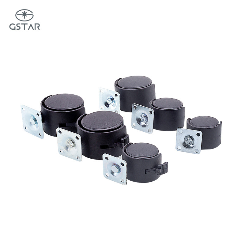 Small Drawer Wheels Furniture Roller Black Caster Wheels Nylon Plastic Caster Wheel For Furniture