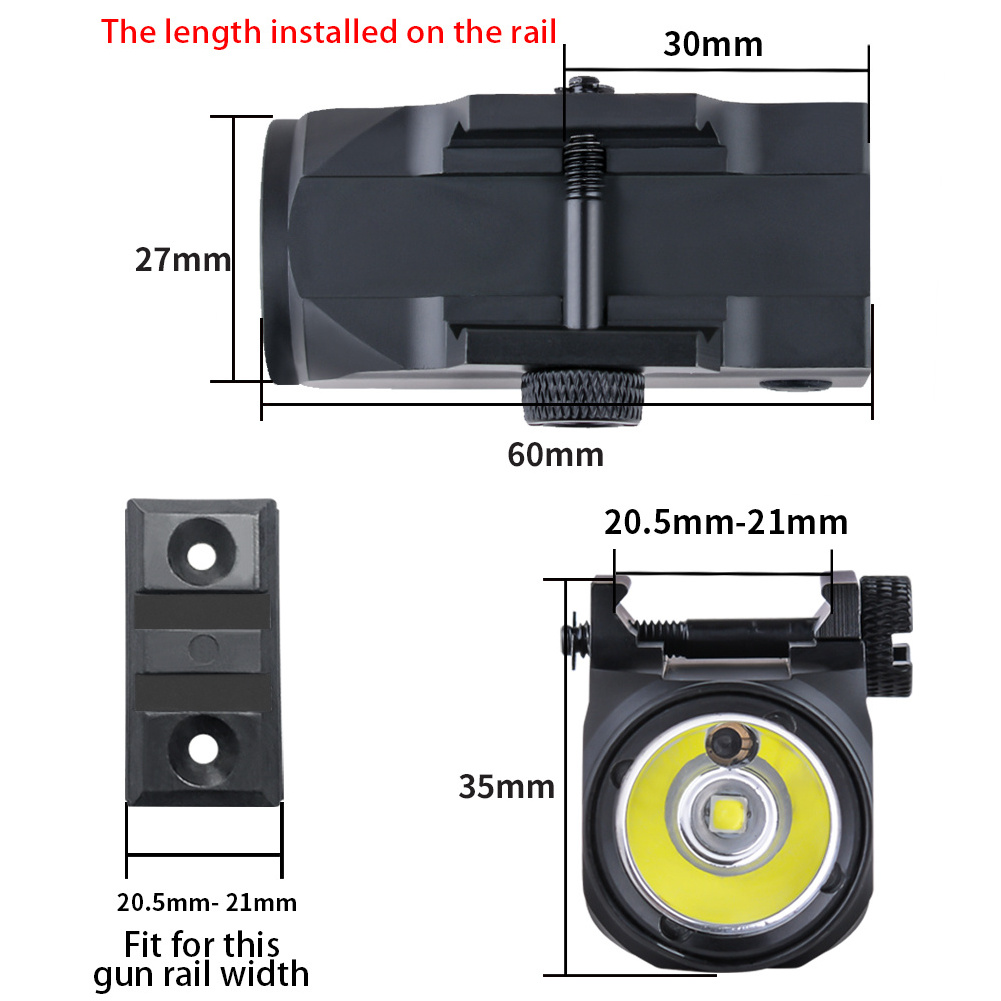 Hunting Tactical Flashlight Green Laser Sight with Adjustable Scope Mounts