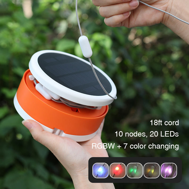 Multicolor String Lights,usb Rechargeable Battery Portable LED Tent Lights Solar Camping String Lights,rgb Waterproof for Hiking