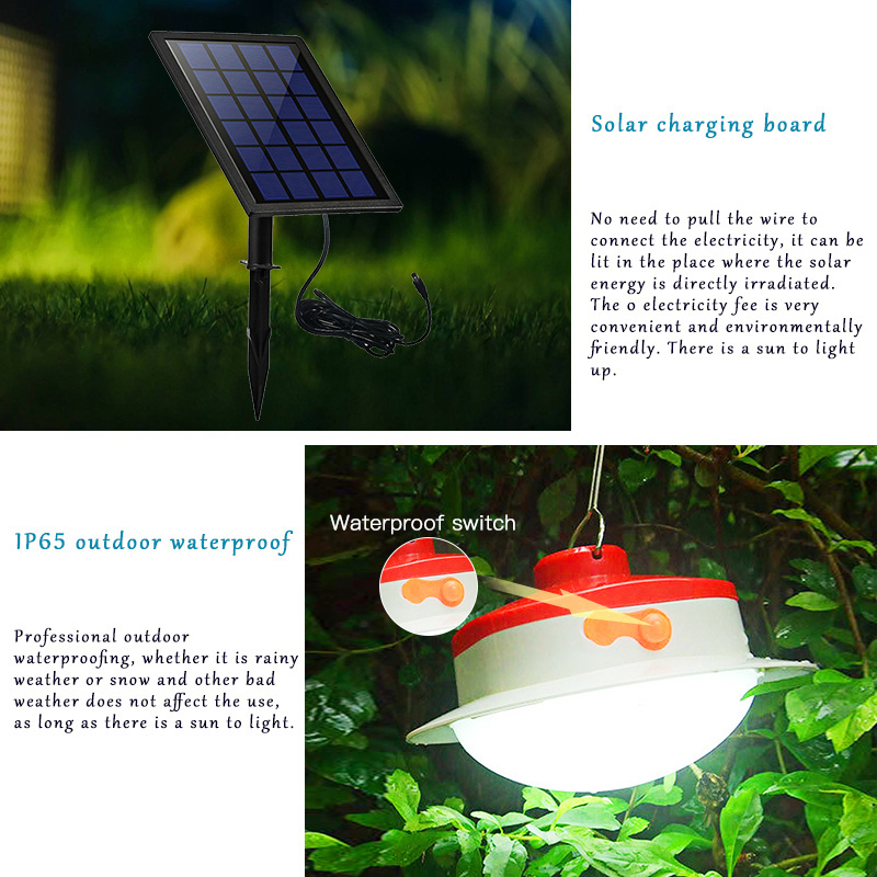 GQ Solar Hanging Lights Outdoor Waterproof Solar Shed Lights with 3 Lighting Modes Solar Pendant Lamp for Home Indoor Garden LED