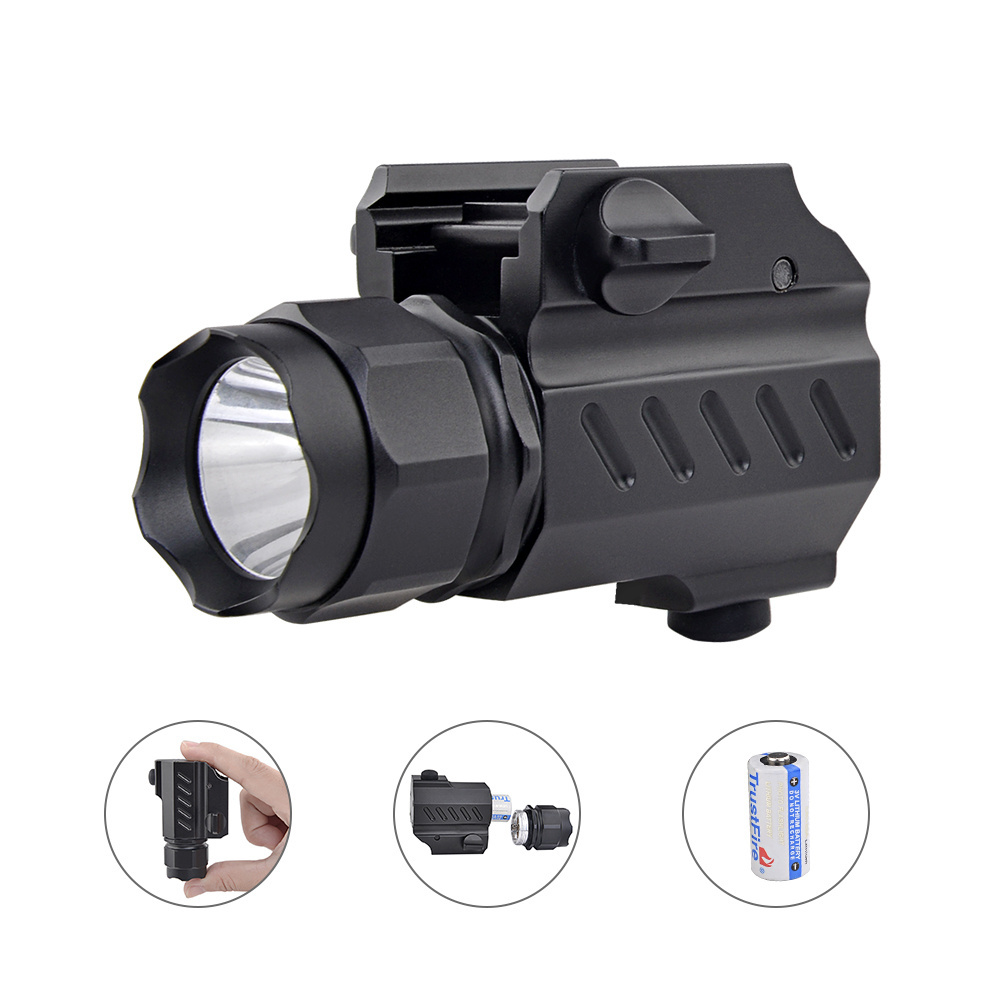 210 Lumens Mini Flashlight, USB Rechargeable Rail Mounted Tactical Weapon Light, Quick Release Compact Waterproof Weaponlight 90