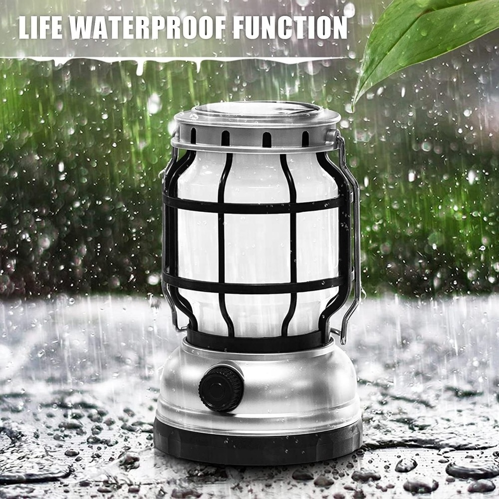 One Key Control High Brightness Emergency Flickering Flame Solar Lantern USB Rechargeable Multipurpose LED Camping Lamps