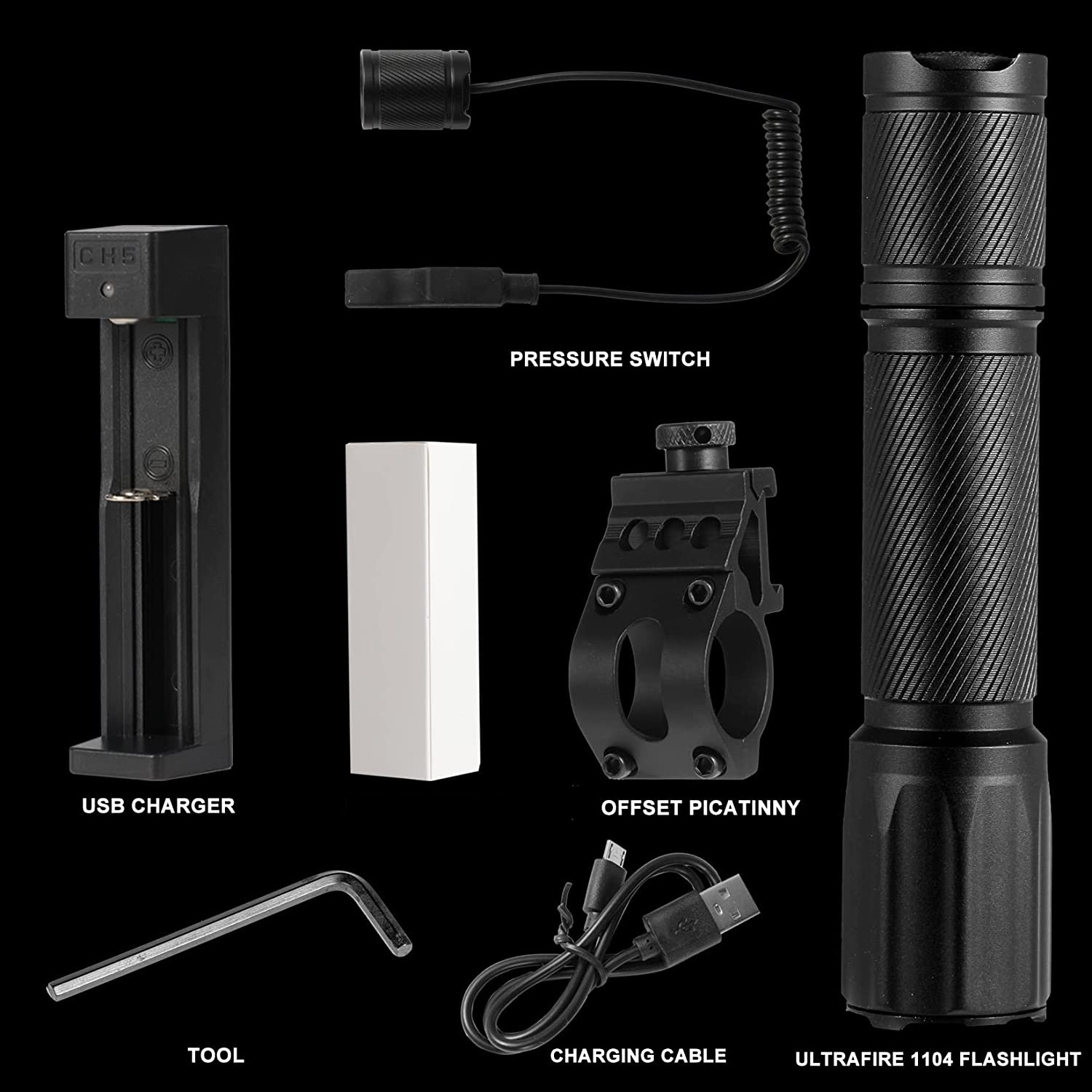 Strong Light LED Waterproof Torch Light Tactical Flashlight Hunting Flashlight with Mount