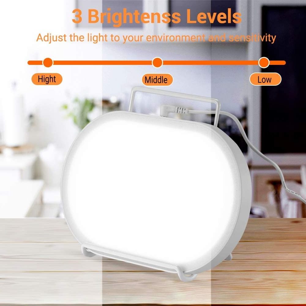 Portable Light Therapy Lamp 10000Lux Daylight Lamp with Memory Function Touch Control 3 Timing for Home/Office Use As Lift Mood