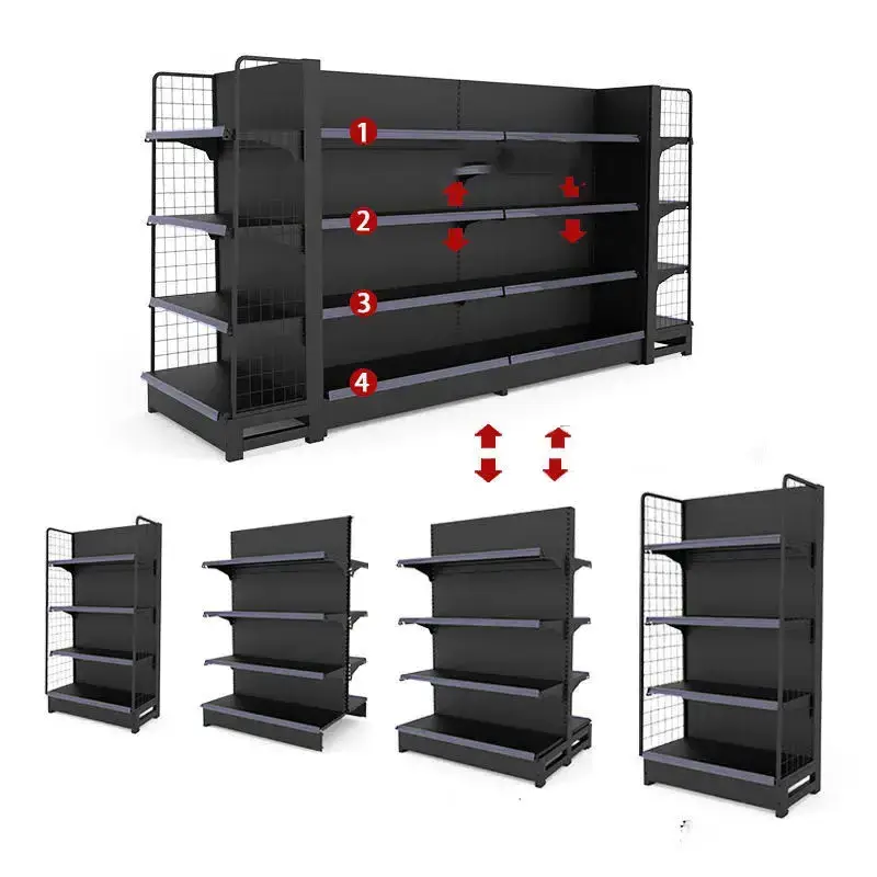 Custom Shop Shelves supermarket wooden display rack gondola shelving double-sided supermarket shelves super market rack