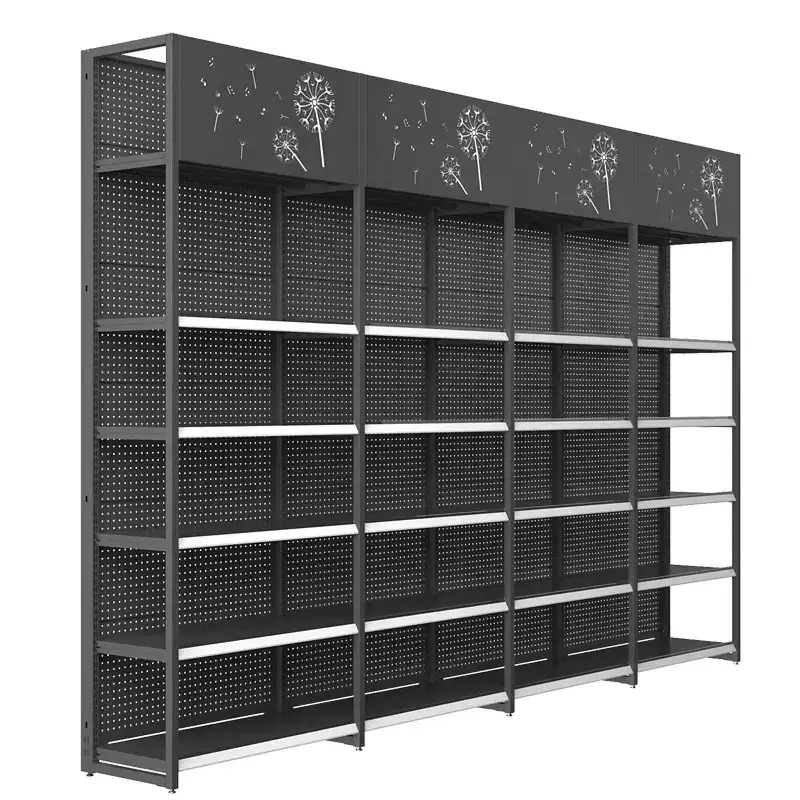 Custom Shop Shelves supermarket wooden display rack gondola shelving double-sided supermarket shelves super market rack