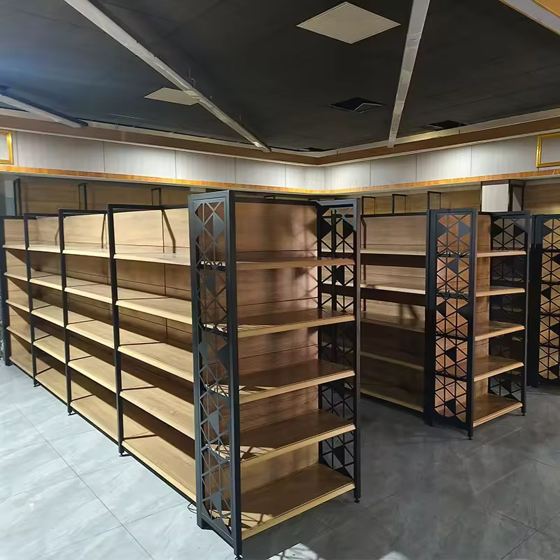 Customized Wholesale GuanRiver Display Shopping Gondola Wooden cabinet For Supermarket Shelves Supermarket Rack Shelf