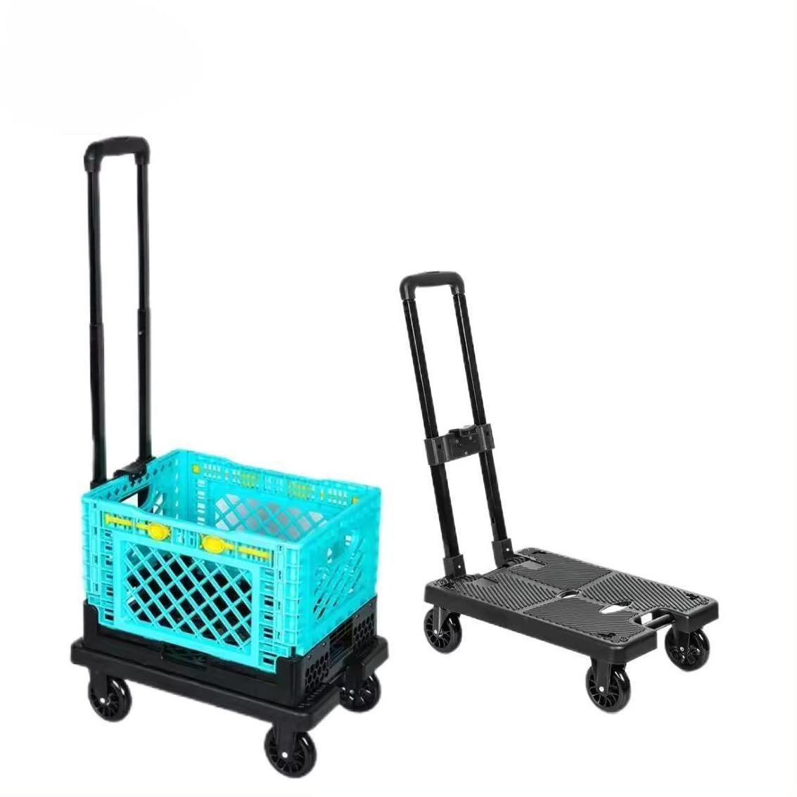 Compact mini lightweight promotional portable platform 4 spinner wheels dolly folding shopping luggage hand trolley cart truck