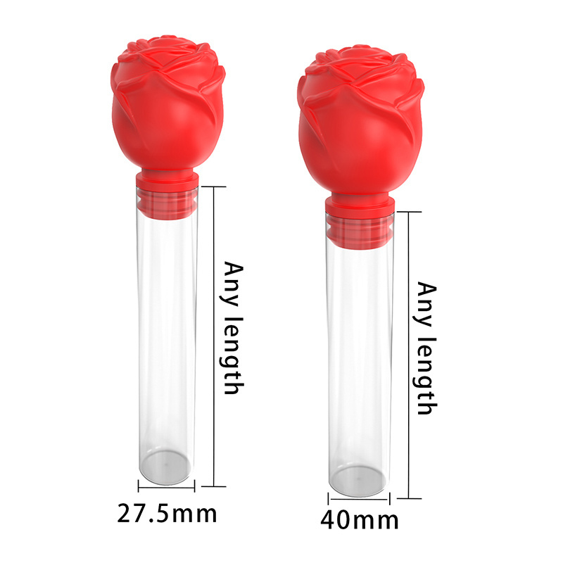 Party Decoration Empty Clear Plastic Holiday Candy Cane Tubes with Red Rose Topper