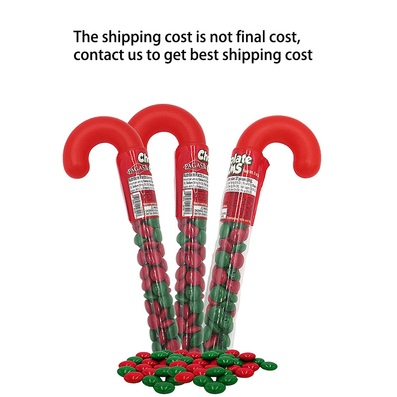 1 x 10 inch Empty Packaging Clear Plastic Holiday Candy Cane Tubes with Red Topper