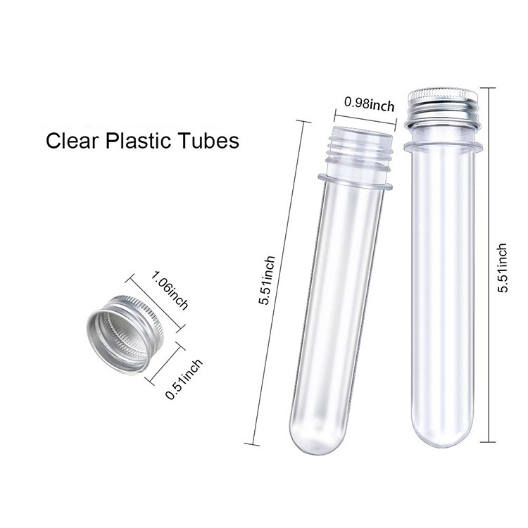 Hot Cocoa Containers Candy Storage Bridal Shower Baby Shower Wedding 25x140mm 40ml Plastic Test Tubes Screw Caps for Gumball