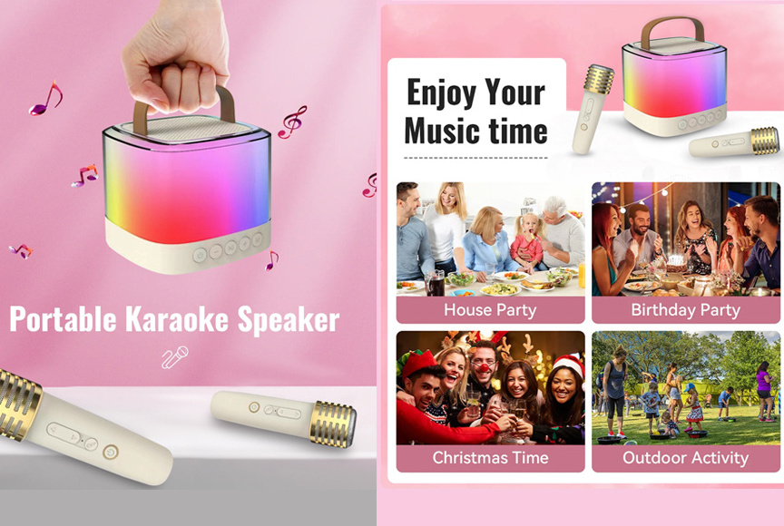 Best Gift Portable Led Mini bluetooth home theater music set with amplifier karaoke outdoor portable speaker subwoofer