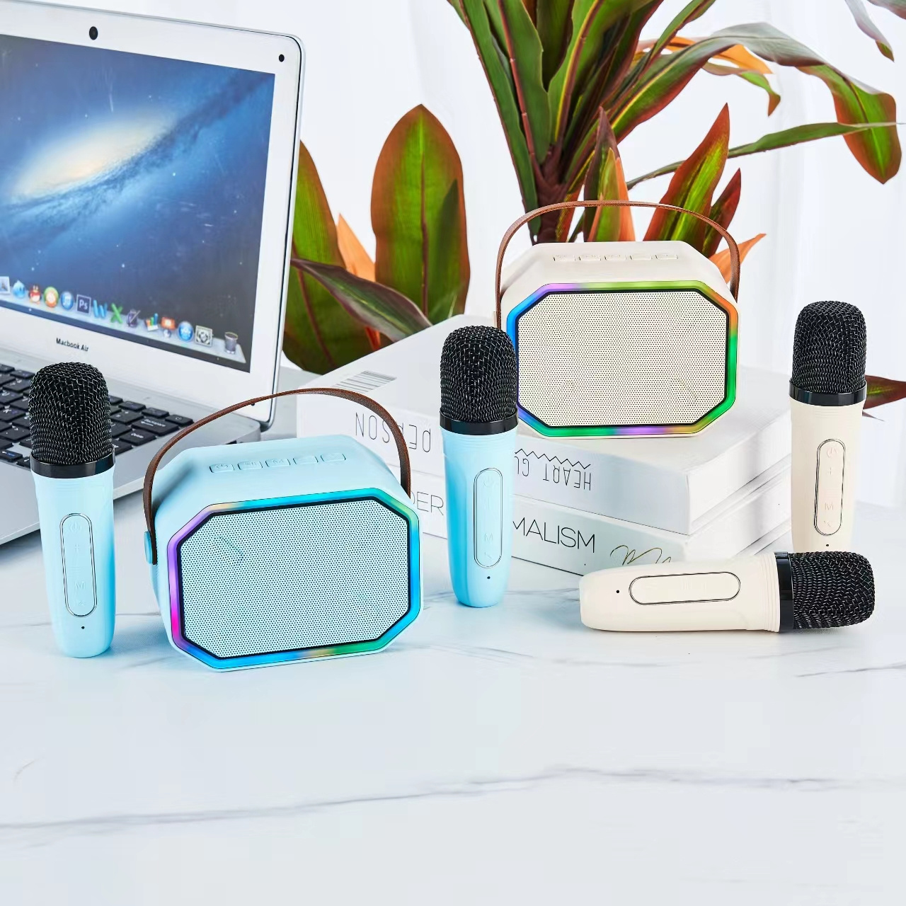 Bluetooth small mini wireless portable  stereo bt led light  speaker system originais commicrophone dinamic karoake nyne vibe