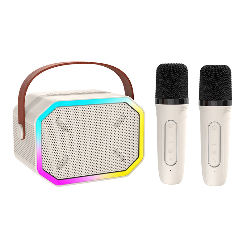 Karaoke wireless double microphone toy for kids partybox portable car speaker with disco lights bluetooth audio player