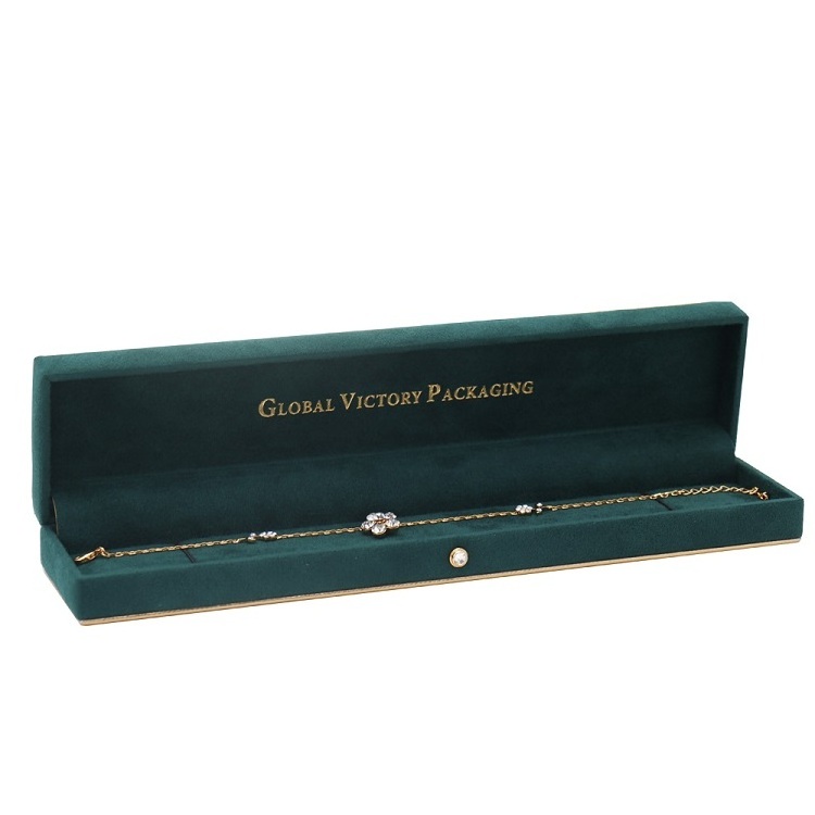 Wholesale Custom Luxury Elegant Green Velvet Jewelry Box for Jewelry Set Packing