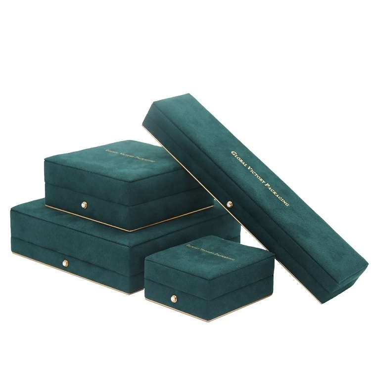 Wholesale Custom Luxury Elegant Green Velvet Jewelry Box for Jewelry Set Packing