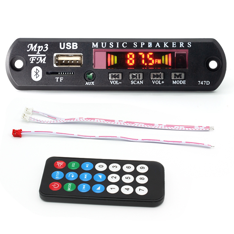 Blue tooth5.0 Receiver for Car Kit MP3 Player Decoder Board Color Screen FM module Radio TF USB  AUX Audio