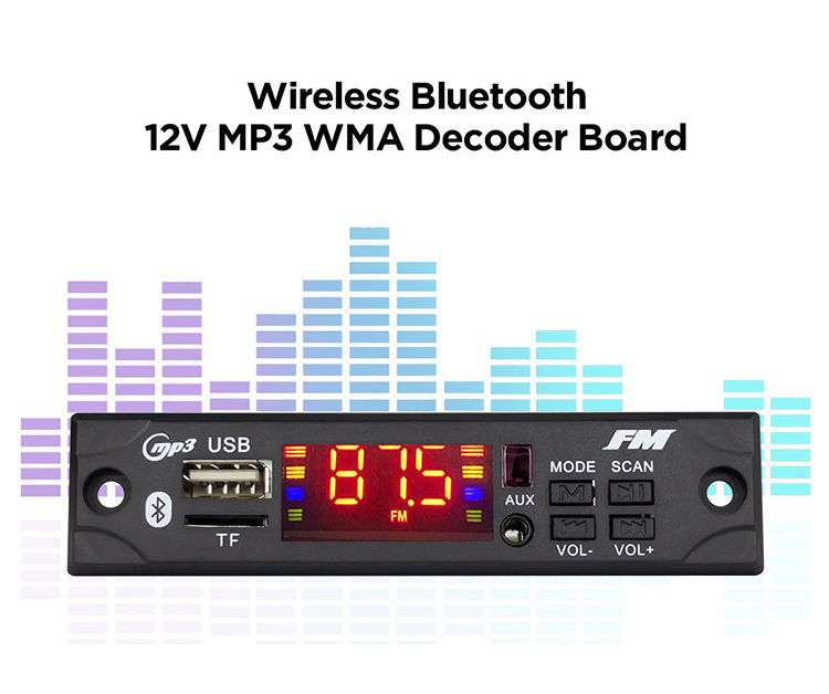 Wireless Decoding Board Module BT5.0 TF/USB/FM MP3 Player 5V 12V Module ...