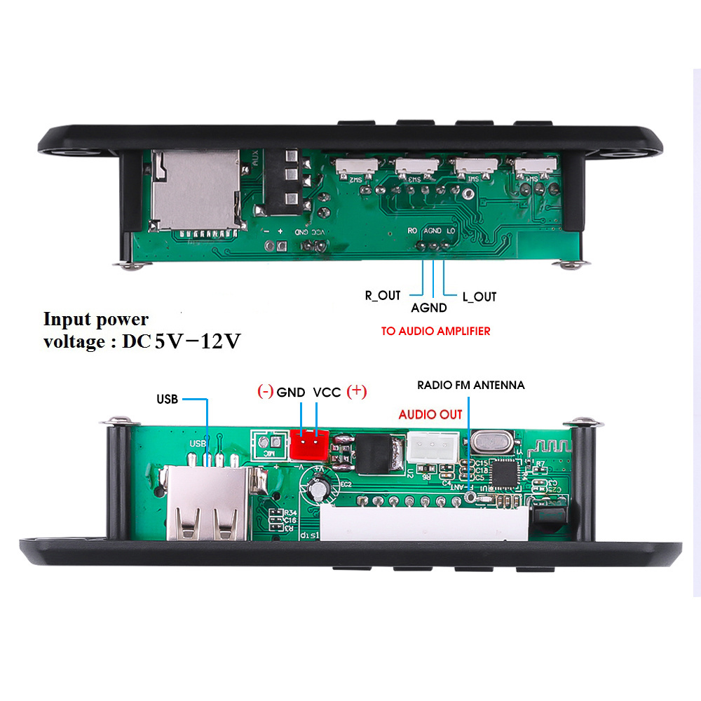 12V MP3 WMA Decoder Board MP3 Decoder Wireless Audio Module USB TF Radio For Car Remote Music Speaker