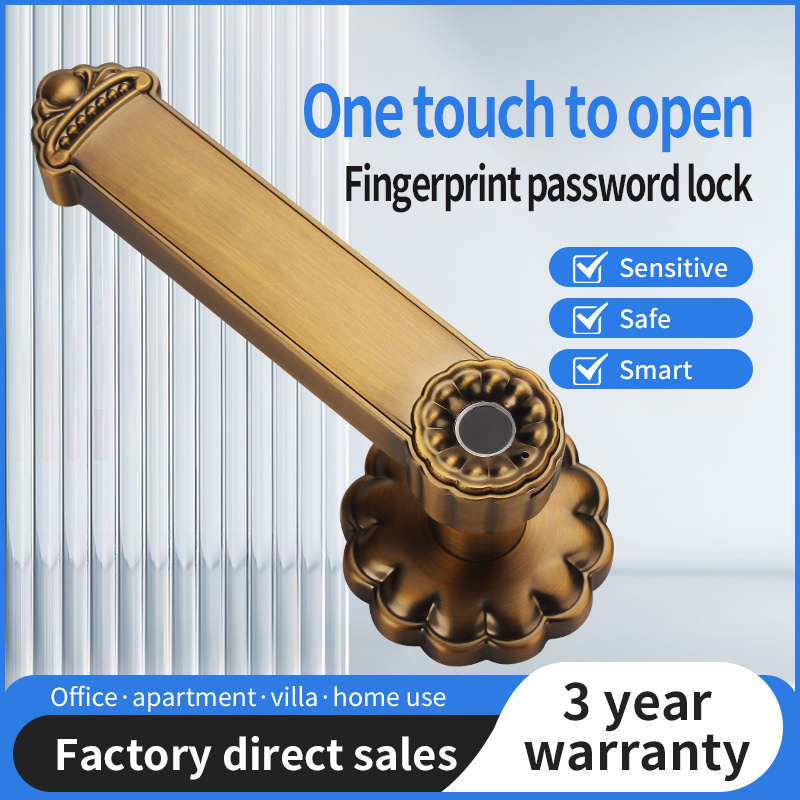 Fingerprint electronic lock security keypad keyless entrance front door door lock handle lock for home door