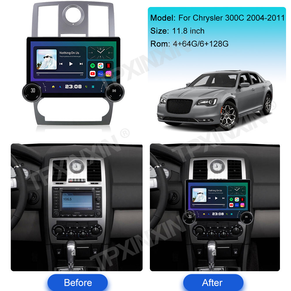 Android 13 Radio For Chrysler 300C 2004 - 2008 Car stereo double knobs Multimedia Player Carplay Auto GPS navigation 2DIN NO DVD