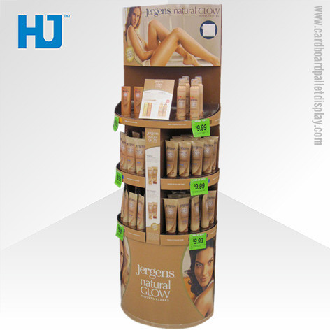 Round merchandise cardboard floor displays carton shelves stand for hair product