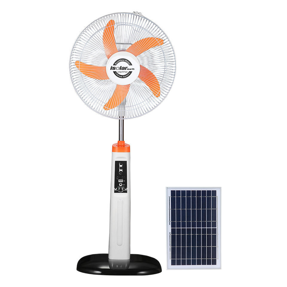 16 Inch 12V DC Solar Fan Solar Powered AC DC Rechargeable Fan Price Cheap Stand Solar Fan with Panel and LED Light