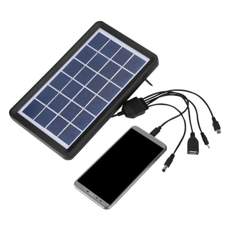 Portable solar panel power charger  for cellphone and electronic products with 5 in 1 charging 3W 8W 6V solar battery charger