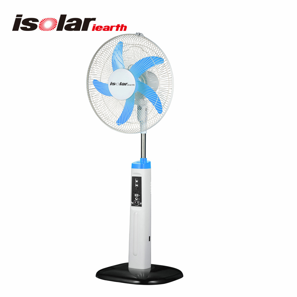 16 Inch 12V DC Solar Fan Solar Powered AC DC Rechargeable Fan Price Cheap Stand Solar Fan with Panel and LED Light