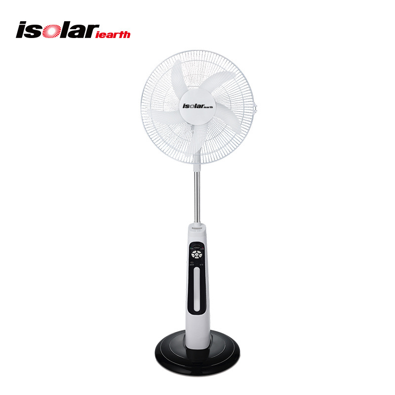 ROCH Supplier Ventilador Rechargeable Fan Solar Power Rechargeable Fan with Led Light 16 Inch Electric Oscillating Stand Fan