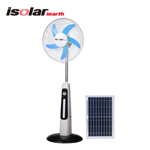 ROCH Supplier Ventilador Rechargeable Fan Solar Power Rechargeable Fan with Led Light 16 Inch Electric Oscillating Stand Fan