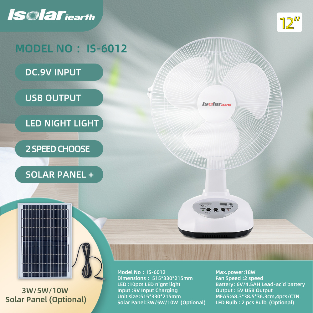 Table Fans Rechargeable Power Solar Panel Energy Solar Electric Fan Lanterns Camping Led Light Solar Fan