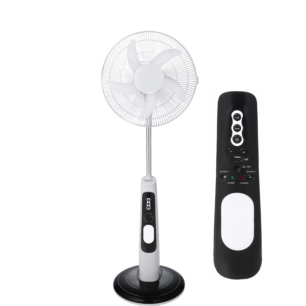 ROCH Supplier Ventilador Rechargeable Fan Solar Power Rechargeable Fan with Led Light 16 Inch Electric Oscillating Stand Fan