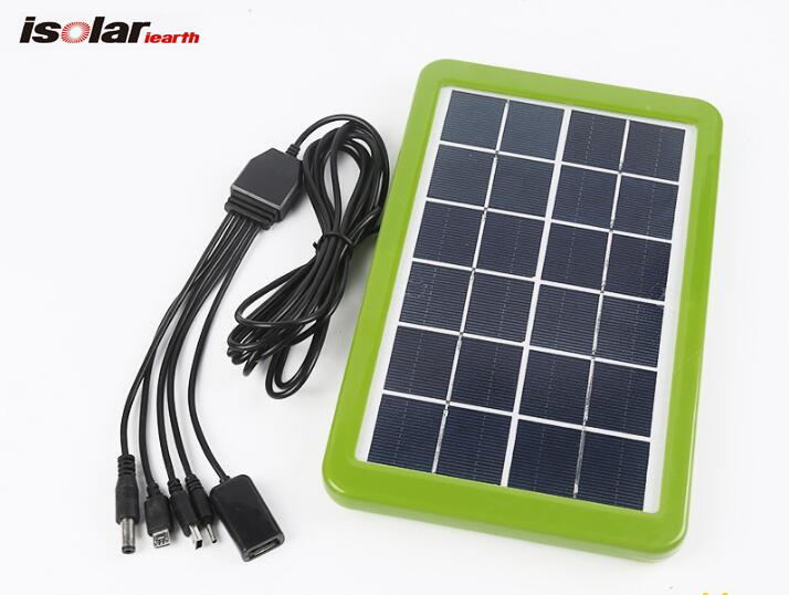 Portable solar panel power charger  for cellphone and electronic products with 5 in 1 charging 3W 8W 6V solar battery charger