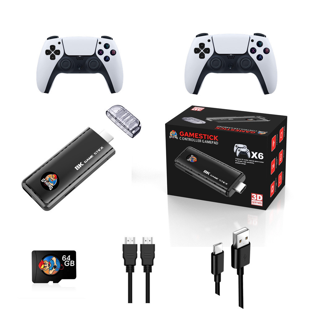 Factory supply X6 game stick 64GB  39000+ games with 15 emulator 4k display powerful wireless game controller