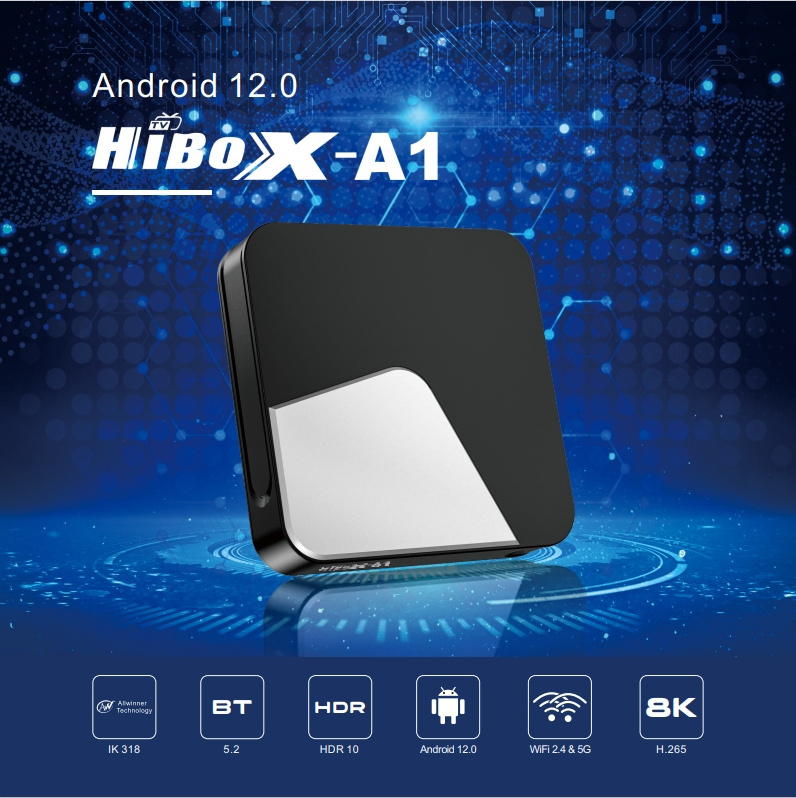 New TV BOX HI BOX A1 Android 12.0 Dual WiFI 2.4G/5G Support BT5.2 With Voice Remote Set-top Box