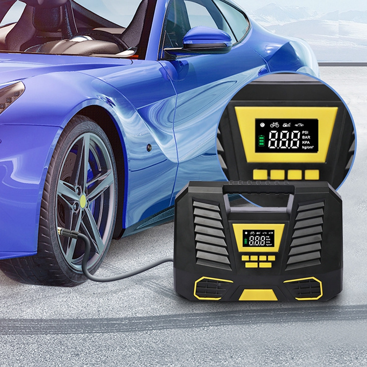 Multiple Nozzles Fast Inflating Wired Vehicle Tire Air Pump 150psi Led Display Air Compressor Tyre Inflator Battery Powered