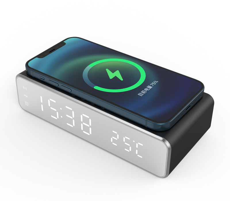 Smart Home Bedside Portable Mobile Wireless Charger LED Digital Display Wireless Charger Holder Restaurant Batteryless Charger