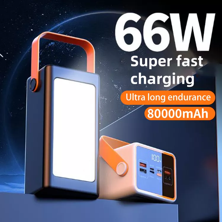 2022 66W Fast 120000mAh Strong Power Bank 150000Mah LED Light Battery Capacity Phone Charger With Four USB Port and Detachable