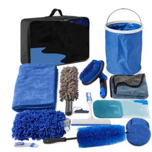 Portable 14PCS car wash accessories kit car cleaning towel sponge brush bucket car cleaning tools set