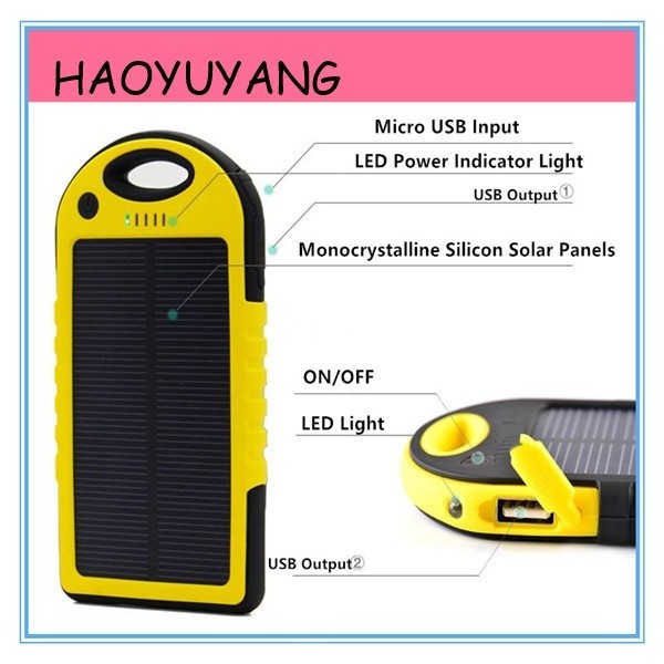 Mini Solar Power Bank 5000mah Solar Charger Dual USB External Portable