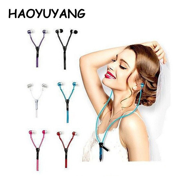 2024 New Metal Zipper Earphones 3.5mm Earphone With Mic For iPhone x Headphones