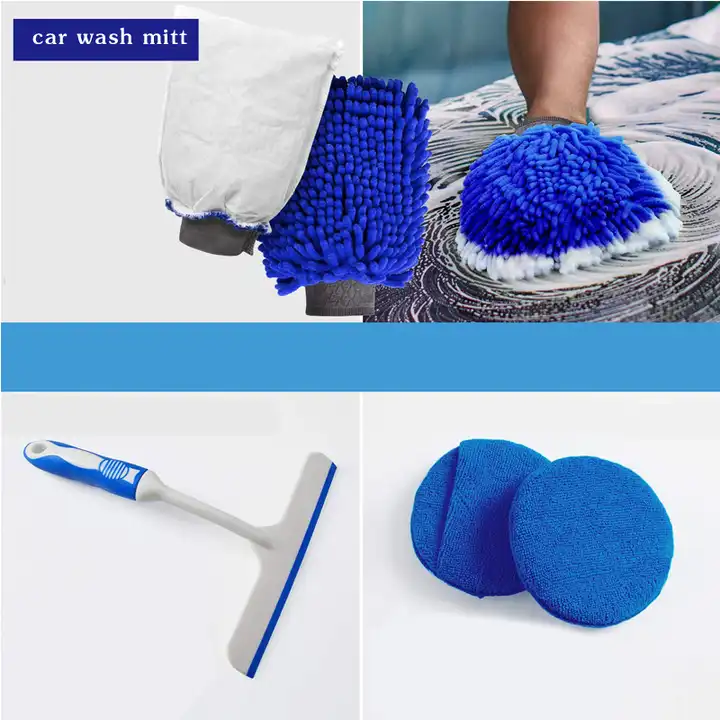 Portable 14PCS car wash accessories kit car cleaning towel sponge brush bucket car cleaning tools set