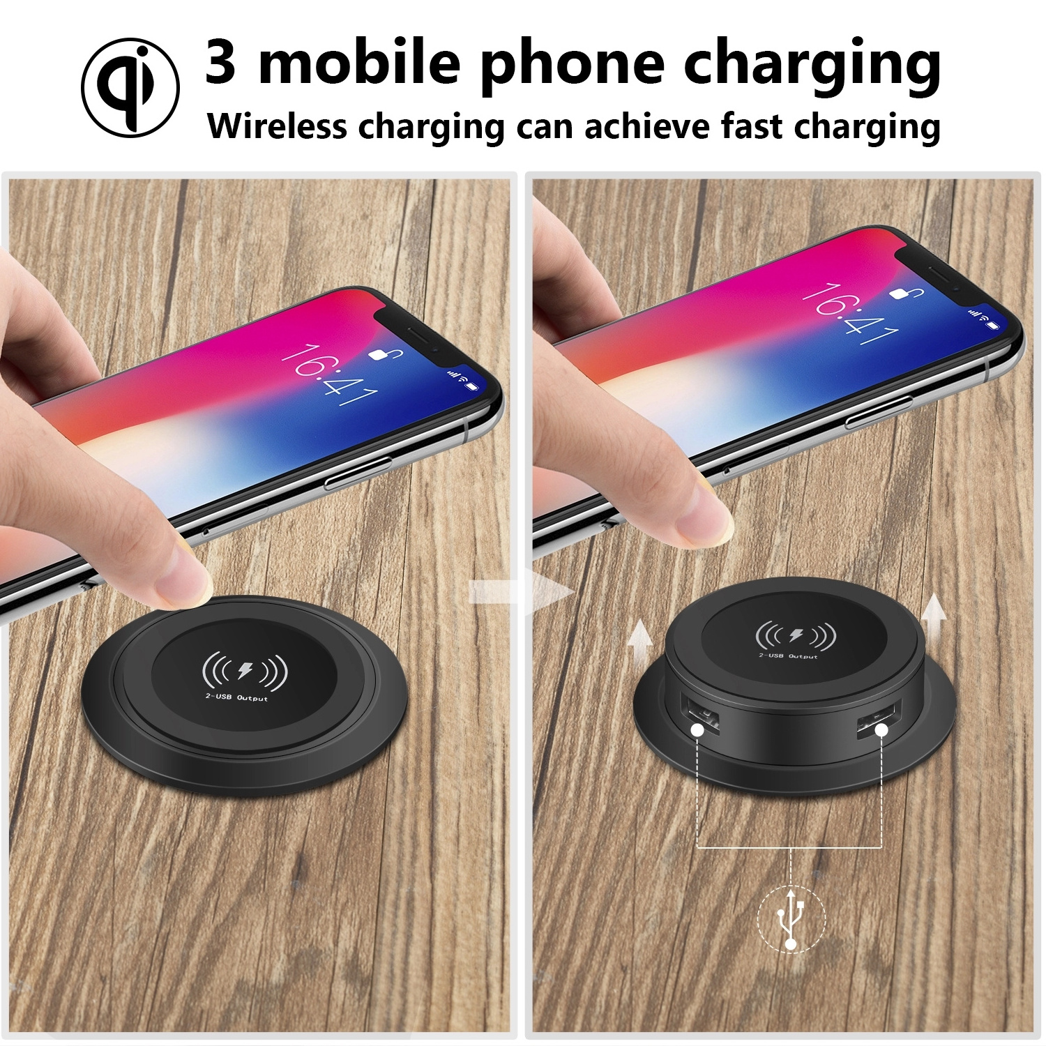 Fast Charging Furniture Embedded Desktop Wireless Charger 15W 10W 7.5W 5WUniversal For iphone and Android Mobile Phone